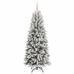 Berkfield Home Green Artificial Christmas Tree with 300 LEDs White 78 x 78 x 210 cm - thumbnail 1