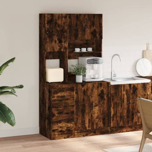 Berkfield Home Kitchen Cabinet Smoked Oak 95x50x180 cm Engineered Wood in Brown - Size: 95 x 50 x 180 cm - image 1