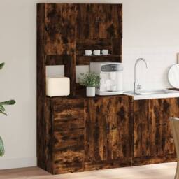 Berkfield Home Kitchen Cabinet Smoked Oak 95x50x180 cm Engineered Wood in Brown - Size: 95 x 50 x 180 cm - thumbnail 2