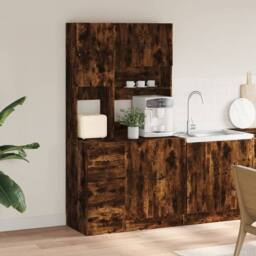 Berkfield Home Kitchen Cabinet Smoked Oak 95x50x180 cm Engineered Wood in Brown - Size: 95 x 50 x 180 cm