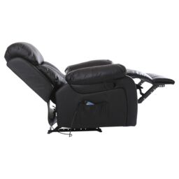 More4Homes Chester Bonded Leather Manual Recliner Chair with Heat & Massage in Black - thumbnail 3