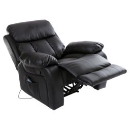 More4Homes Chester Bonded Leather Manual Recliner Chair with Heat & Massage in Black - thumbnail 5