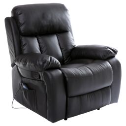 More4Homes Chester Bonded Leather Manual Recliner Chair with Heat & Massage in Black - thumbnail 4