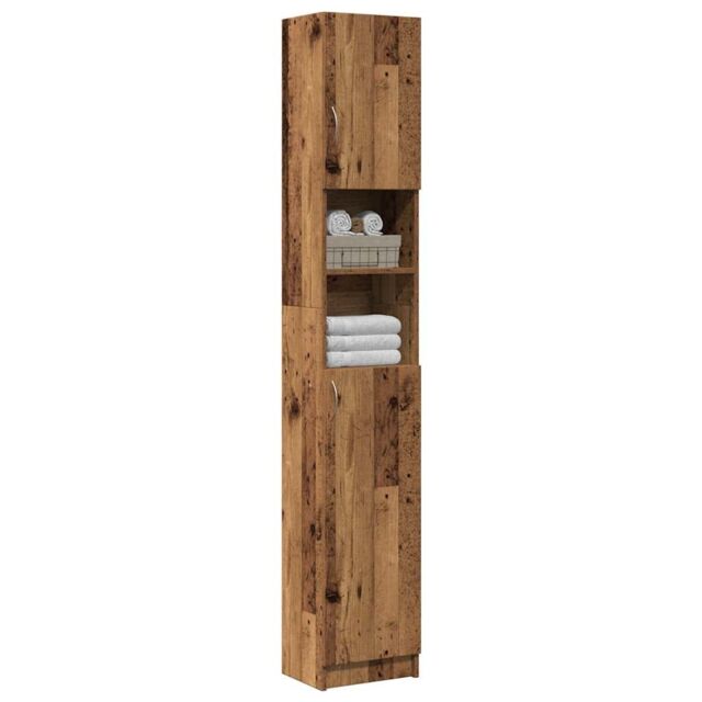 Berkfield Home Bathroom Cabinet Old Wood 32x25.5x190 cm Engineered Wood in Brown - image 1