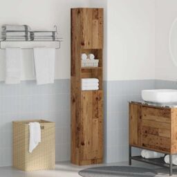 Berkfield Home Bathroom Cabinet Old Wood 32x25.5x190 cm Engineered Wood in Brown - thumbnail 3