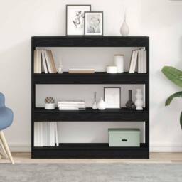 Berkfield Home Modern Book Cabinet/Room Divider Black Oak 100x30x103cm Engineere - Size: 100 x 30 x 103 cm - thumbnail 2