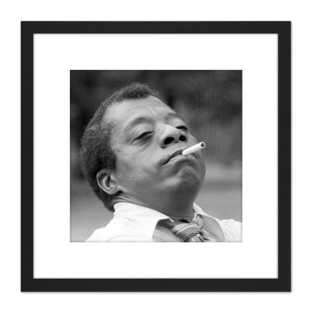 Artery8 Warren Portrait Writer Activist James Baldwin Photo 8X8 Inch Square Wooden Framed Wall Art Print Picture with Mount in Black - image 1