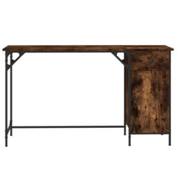 Berkfield Home Computer Desk Smoked Oak 131x48x75 cm Engineered Wood in Brown - Size: 131 x 48 x 75 cm - thumbnail 5