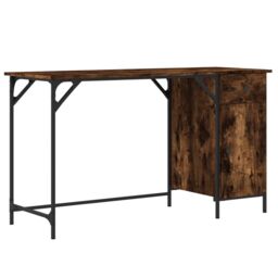 Berkfield Home Computer Desk Smoked Oak 131x48x75 cm Engineered Wood in Brown - Size: 131 x 48 x 75 cm - thumbnail 2