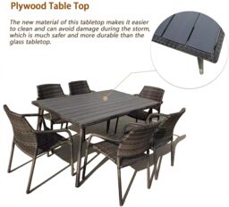 FURNITURE ONE 120X84CM Rectangular Table & 4 Armchairs Furniture Set, Metal Frame in Brown - Size: 4 Person - thumbnail 3