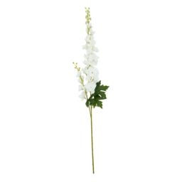 Orsina Delphinium Spike - 90cm White, Elegant Faux Stem With Layered White Blossoms & Tall Green Stalk - thumbnail 1