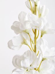 Orsina Delphinium Spike - 90cm White, Elegant Faux Stem With Layered White Blossoms & Tall Green Stalk - thumbnail 4