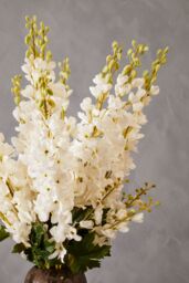 Orsina Delphinium Spike - 90cm White, Elegant Faux Stem With Layered White Blossoms & Tall Green Stalk - thumbnail 6