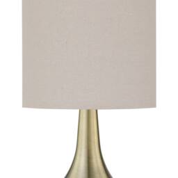 First Choice Lighting Romana - Antique Brass Touch Table Lamp with Natural Linen Shade in Bronze - thumbnail 3