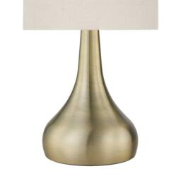 First Choice Lighting Romana - Antique Brass Touch Table Lamp with Natural Linen Shade in Bronze - thumbnail 4