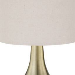 First Choice Lighting Romana - Antique Brass Touch Table Lamp with Natural Linen Shade in Bronze - thumbnail 2