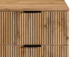 Vente-unique Striped Wall-Mounted Vanity Unit With Niches - Light Natural - W80 Cm in Black - thumbnail 6