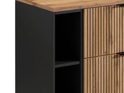 Vente-unique Striped Wall-Mounted Vanity Unit With Niches - Light Natural - W80 Cm in Black - thumbnail 5