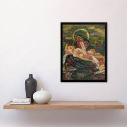 Artery8 Pieta Virgin Mary & Christ Kubincan Framed Wall Art Print in Green - Size: A4 - thumbnail 4