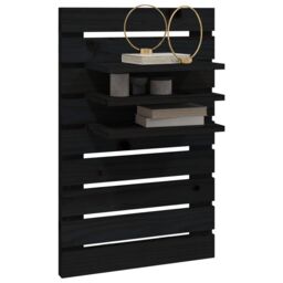 Berkfield Home Wall-mounted Bedside Shelves 2 pcs Black Solid Wood Pine - thumbnail 4