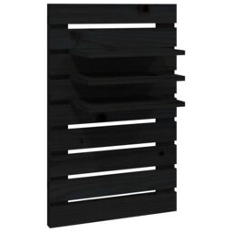 Berkfield Home Wall-mounted Bedside Shelves 2 pcs Black Solid Wood Pine - thumbnail 5