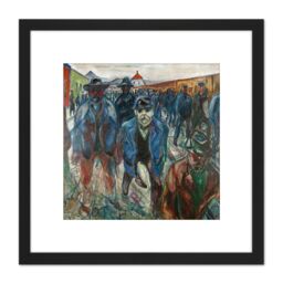 Artery8 Edvard Munch Workers On Their Way Home 8X8 Inch Square Wooden Framed Wall Art Print Picture with Mount in Black - thumbnail 1