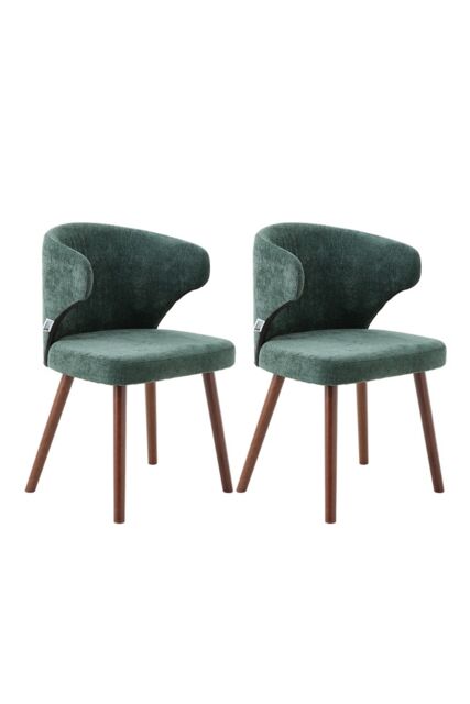 Living and Home Set of 2 Upholstered Dining Chairs in Green - image 1