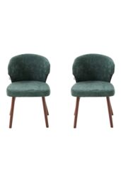 Living and Home Set of 2 Upholstered Dining Chairs in Green - thumbnail 2