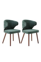 Living and Home Set of 2 Upholstered Dining Chairs in Green - thumbnail 1