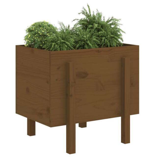 Berkfield Home Beautiful Garden Planter Honey Brown 62x50x57 cm Solid Wood Pine - Size: 62 x 50 x 57 cm - image 1