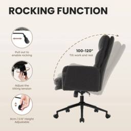 EONLION Grey Ergonomic High Back Swivel Office Chair in Dark Grey - Size: 100 cm - thumbnail 3