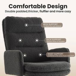 EONLION Grey Ergonomic High Back Swivel Office Chair in Dark Grey - Size: 100 cm - thumbnail 4