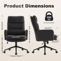 EONLION Grey Ergonomic High Back Swivel Office Chair in Dark Grey - Size: 100 cm - thumbnail 2