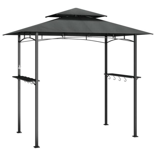 Berkfield Home BBQ Gazebo with Side Shelves Anthracite 240x150x243 cm Steel in Charcoal - Size: 240 x 150 x 243 cm - image 1