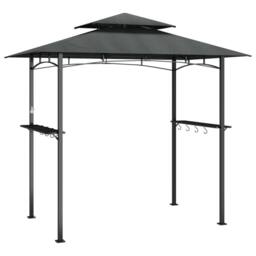 Berkfield Home BBQ Gazebo with Side Shelves Anthracite 240x150x243 cm Steel in Charcoal - Size: 240 x 150 x 243 cm - thumbnail 1