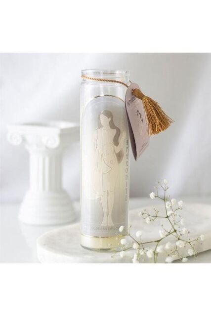 KDMD Aphrodite Goddess Tube Candle with Rose Quartz Crystals in Cream - image 1