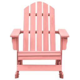 Berkfield Home Comfortable Garden Adirondack Rocking Chair Solid Fir Wood Pink - thumbnail 3