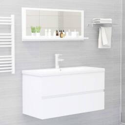 Berkfield Home Bathroom Mirror White 90x10.5x37 cm Engineered Wood - thumbnail 6
