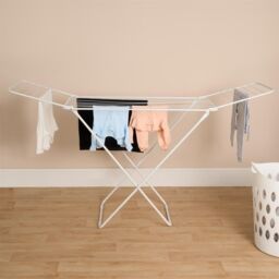 OHS 18M Stainless Steel Foldable Drying Airer Clothes Horse Indoor Winged Organiser in White - thumbnail 1