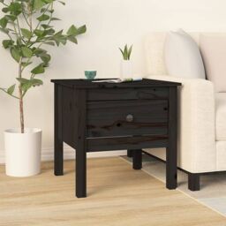Berkfield Home Side Table Black 50x50x49 cm Solid Wood Pine - Size: 50 x 50 x 49 cm