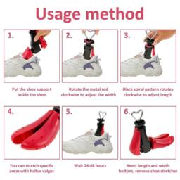 VOGREX Red Adjustable Shoe Boot Stretcher for Wide Feet Men Women（EUR 35-42） - thumbnail 5