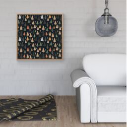 Warren Reed - Designer Boho Inspired Christmas Trees Framed Canvas in Light Brown - Size: w40 inch x h40 inch - thumbnail 2