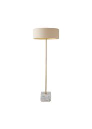 ValueLights Brit Marble Floor Lamp with Natural Linen Drum Lamp Shade & LED Bulb - thumbnail 3