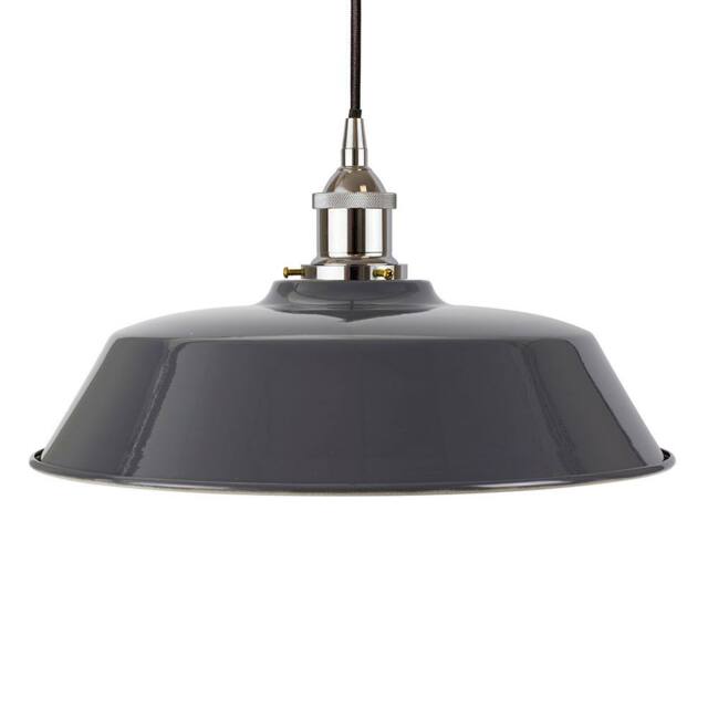 SE Home Slate Grey Chancery Pendant Light - Nickel - Black Round - image 1