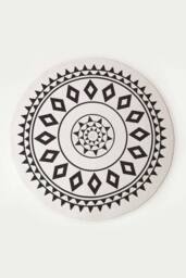 Homescapes Lia White & Black Mandala Handoven Cotton Rug - Size: 120 cm diameter - thumbnail 2