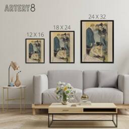 "Artery8 Family Argument Satirical Painting Steinlen Black Framed Canvas Art - Size: W12"" x H16""" - thumbnail 4