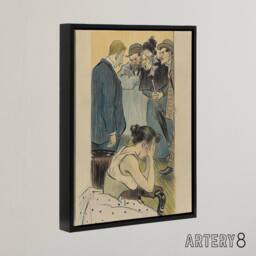 "Artery8 Family Argument Satirical Painting Steinlen Black Framed Canvas Art - Size: W12"" x H16""" - thumbnail 2