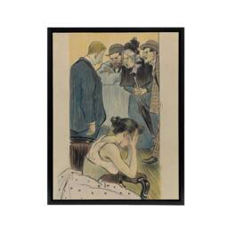 "Artery8 Family Argument Satirical Painting Steinlen Black Framed Canvas Art - Size: W12"" x H16""" - thumbnail 1