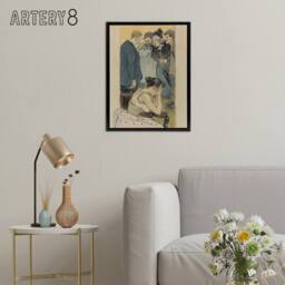"Artery8 Family Argument Satirical Painting Steinlen Black Framed Canvas Art - Size: W12"" x H16""" - thumbnail 3