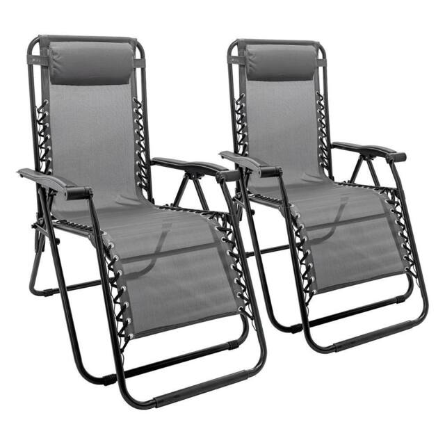 Harbour Housewares 2 Piece Zero Gravity Chair Set in Grey - image 1